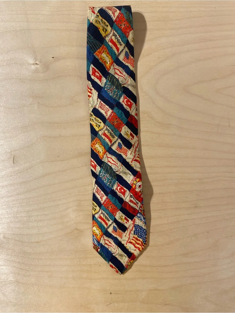 Structure Men's Navy Blue Patterned Flag Motif Tie (RO)